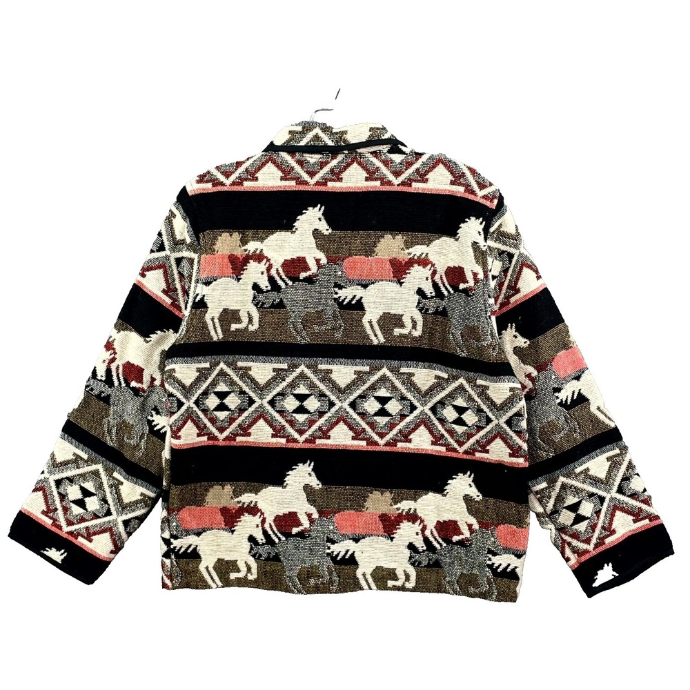Vintage Jane Ashley Tapestry Jacket Womens Small Aztec Boho Southwestern Horse - Picture 2 of 8